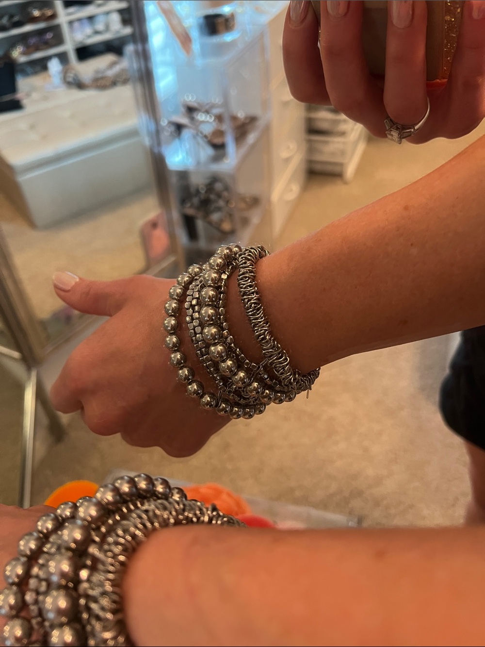 Silver Bead & Coil Stack Bracelet Set - Women's Fashion Bracelet